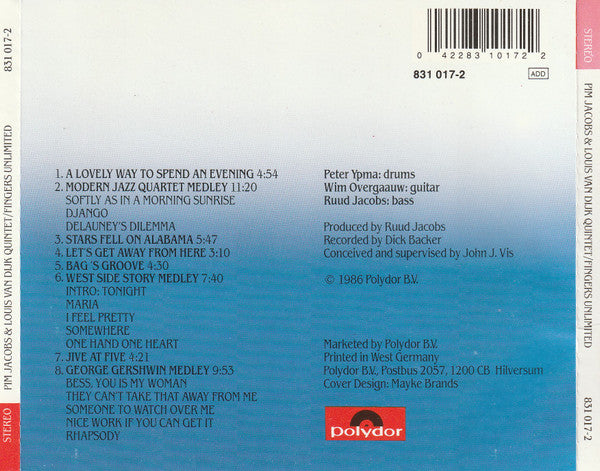 Pim Jacobs & Louis van Dijk Quintet : Fingers Unlimited (CD, Album)