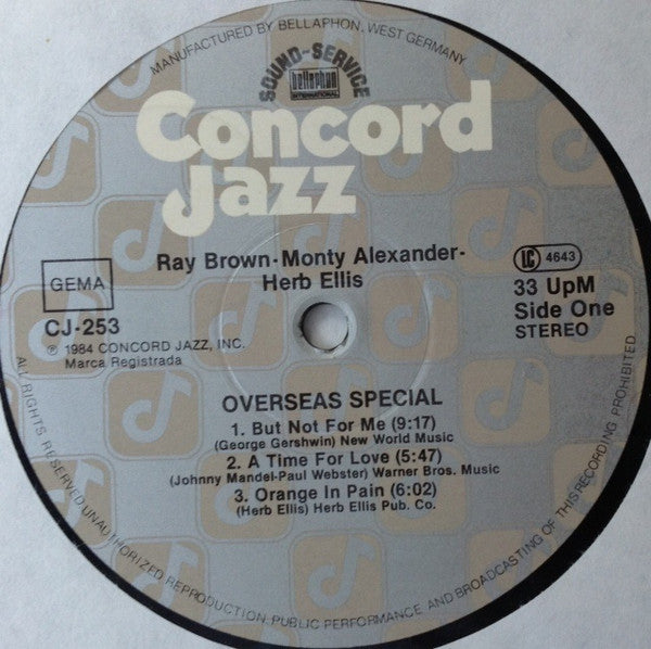 Monty Alexander, Ray Brown, Herb Ellis : Overseas Special (LP, Album)