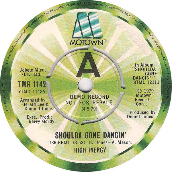 High Inergy : Shoulda Gone Dancin' (7", Single, Promo, Gre)