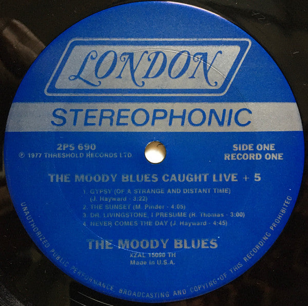 The Moody Blues : Caught Live +5 (2xLP, Album, TH )
