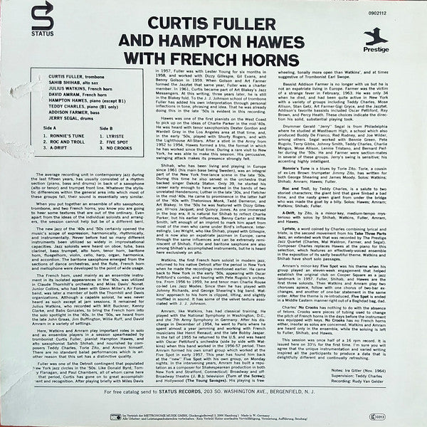 Curtis Fuller And Hampton Hawes : Curtis Fuller And Hampton Hawes With French Horns (LP, Album, RE)