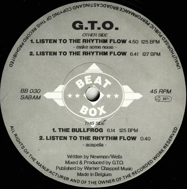 GTO : Listen To The Rhythm Flow / The Bullfrog (12")