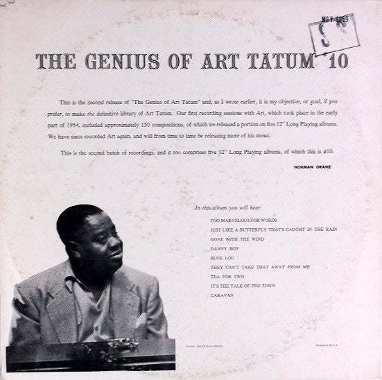 Art Tatum : The Genius Of Art Tatum # 10 (LP, Mono, RE)