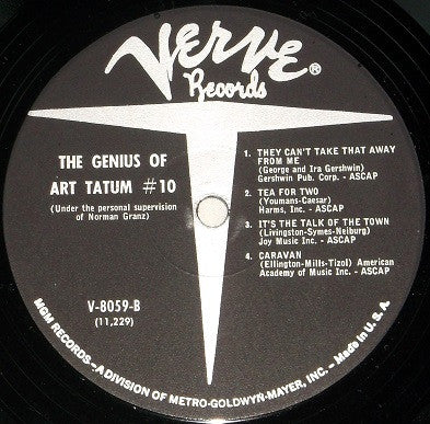 Art Tatum : The Genius Of Art Tatum # 10 (LP, Mono, RE)
