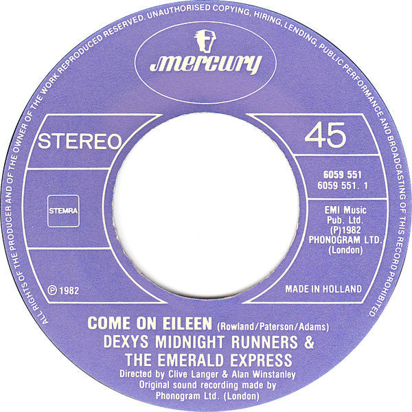 Dexys Midnight Runners & The Emerald Express : Come On Eileen (7", Single)