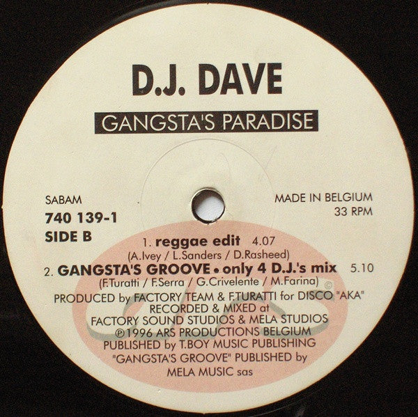 DJ Dave (4) : Gangsta's Paradise (12", Maxi)