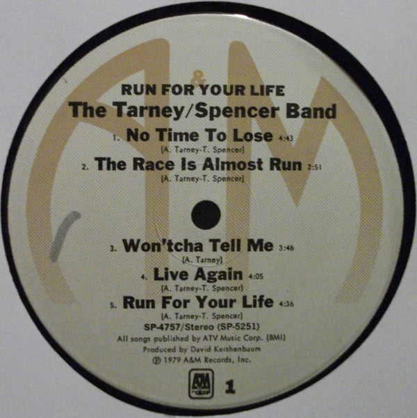 The Tarney/Spencer Band : Run For Your Life (LP, Album)