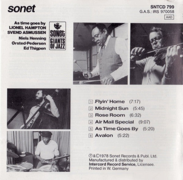 Lionel Hampton And Svend Asmussen : As Time Goes By (CD, Album, RE)