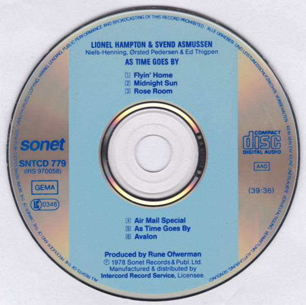 Lionel Hampton And Svend Asmussen : As Time Goes By (CD, Album, RE)