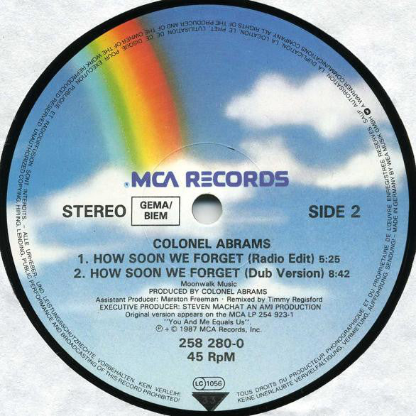 Colonel Abrams : How Soon We Forget (Extended Version) (12")