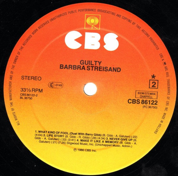 Barbra Streisand : Guilty (LP, Album, Gat)
