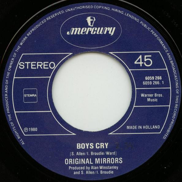 Original Mirrors : Boys Cry / Reflections (7")