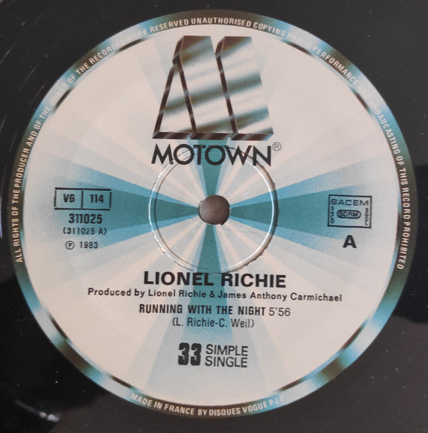 Lionel Richie : Running With The Night / Serves You Right (12")