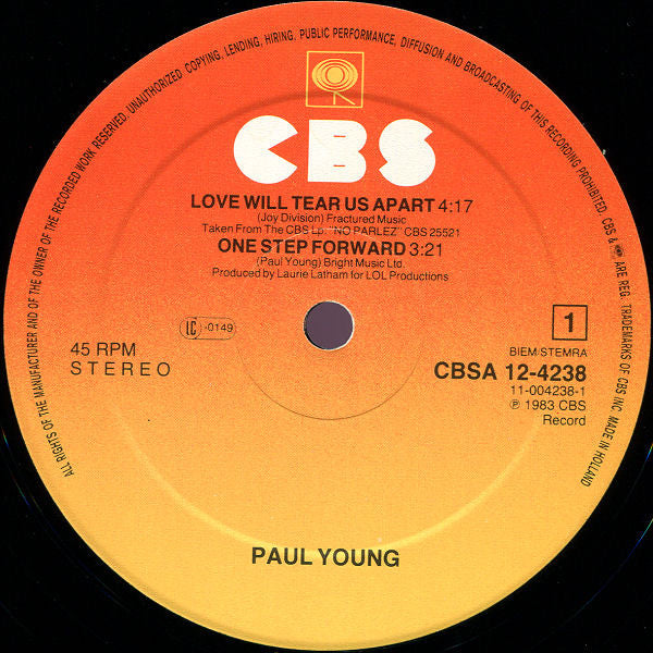 Paul Young : Love Will Tear Us Apart (12", Maxi)