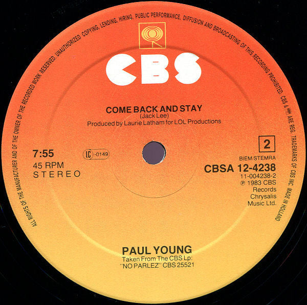 Paul Young : Love Will Tear Us Apart (12", Maxi)