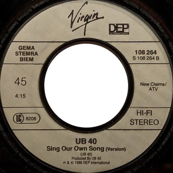 UB40 : Our Own Song (7", Single)