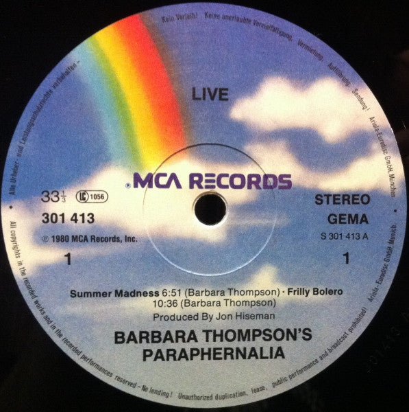 Barbara Thompson's Paraphernalia : Live In Concert (2xLP, Album, Gat)