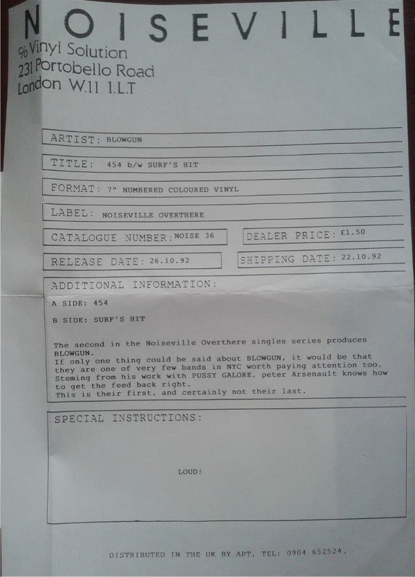 Blowgun : 454 (7", Single, W/Lbl)