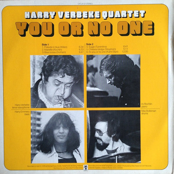 Harry Verbeke Quartet : You Or No One (LP, Album)