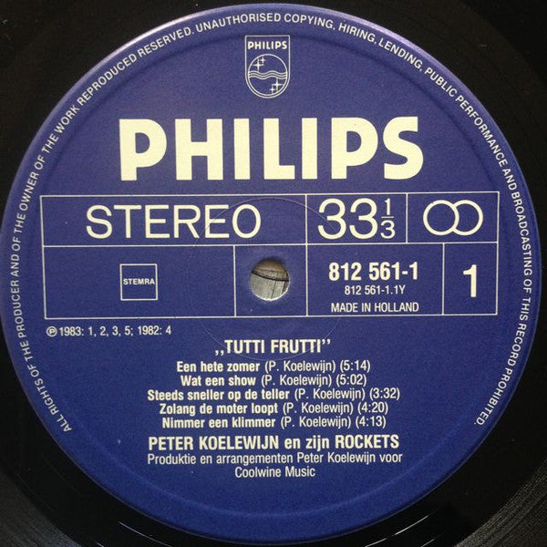 Peter Koelewijn En Zijn Rockets* : Tutti Frutti (LP, Album)