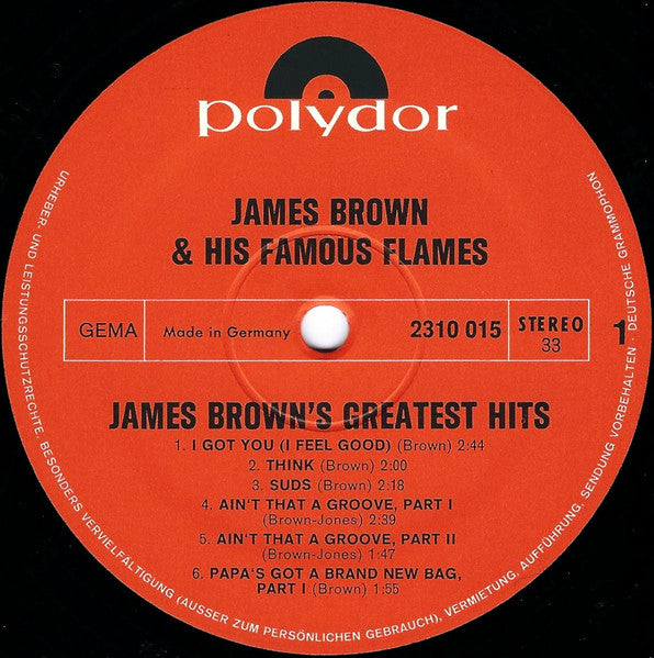 James Brown & The Famous Flames : James Brown's Greatest Hits (LP, Comp)