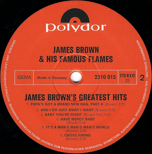 James Brown & The Famous Flames : James Brown's Greatest Hits (LP, Comp)