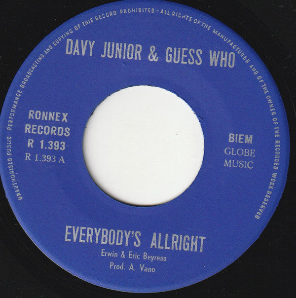 Davy Jr And Guess Who : Everybody's Allright / I'm A Little Man (7", Single)