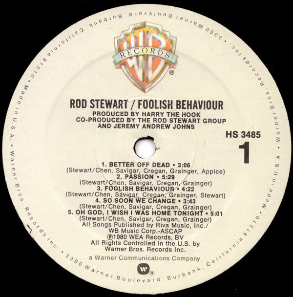 Rod Stewart : Foolish Behaviour (LP, Album, RP)