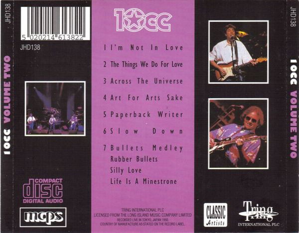 10cc : Live In Concert - Volume Two (CD, Album)