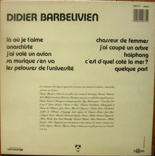 Didier Barbelivien : Là Où Je T'aime (LP, Album)