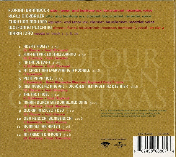 Saxofour, Maria João : European Christmas (CD, Album)