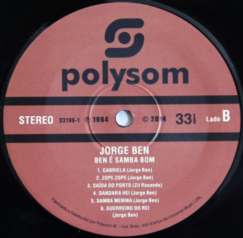 Jorge Ben : Ben É Samba Bom (LP, Album, Ltd, RE, RM, 180)