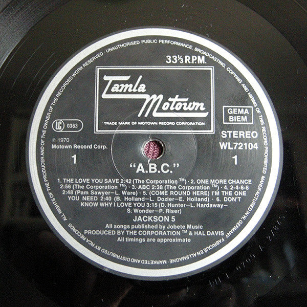 The Jackson 5 : ABC (LP, Album, RE)