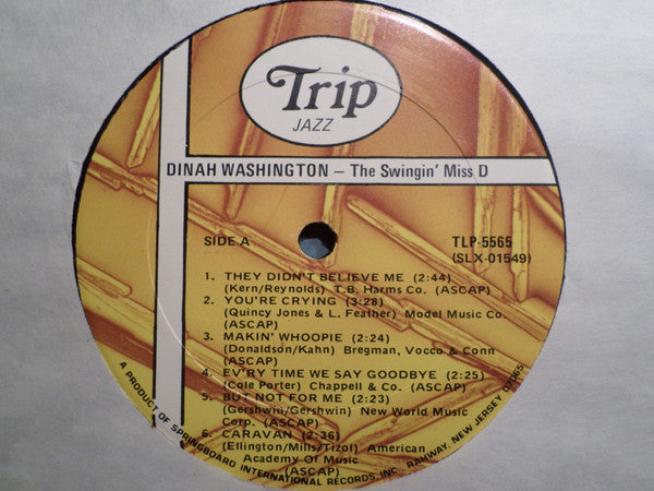 Dinah Washington : The Swingin' Miss D (LP, Album, Mono, RE)
