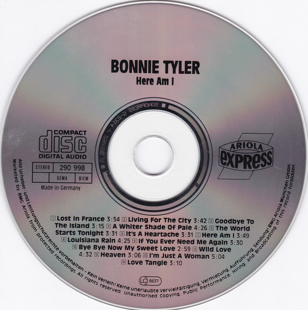 Bonnie Tyler : Here Am I (CD, Comp)