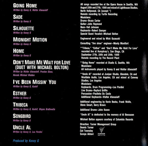 Kenny G (2) : Live (CD, Album)