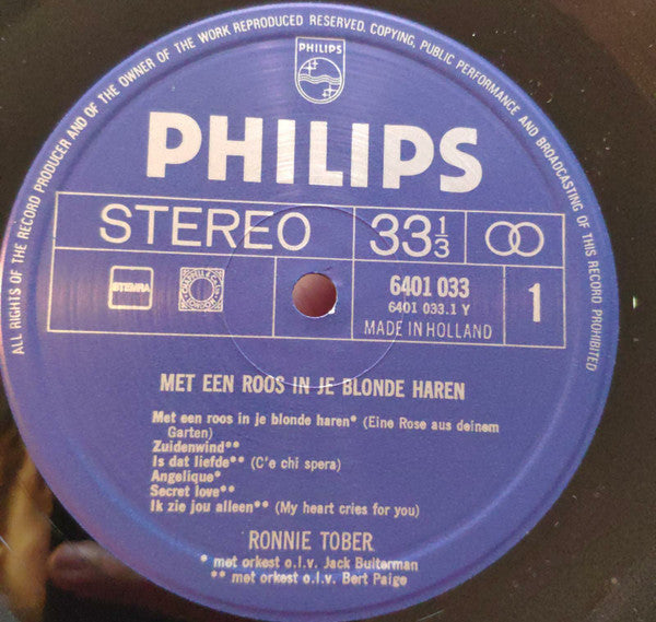 Ronnie Tober : Met Een Roos In Je Blonde Haren (LP, Album, Comp)