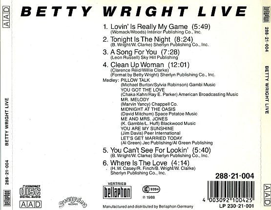 Betty Wright : Betty Wright Live (CD, Album, RE)