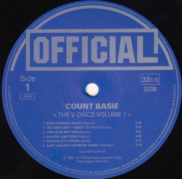 Count Basie And His Orchestra* : Count Basie The V-Discs Volume 1 (LP, Comp, Mono)