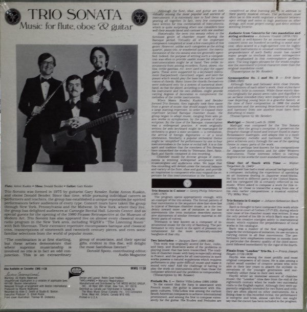 Trio Sonata : Music For Flute, Oboe & Guitar (LP, Album)