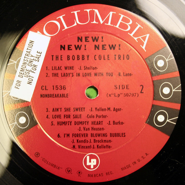 Bobby Cole Trio : New! New! New! The Unique Sound Of The Bobby Cole Trio (LP, Album, Mono, Promo)