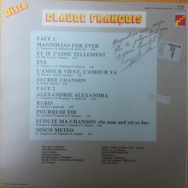 Claude François : Magnolias For Ever (LP, Album)
