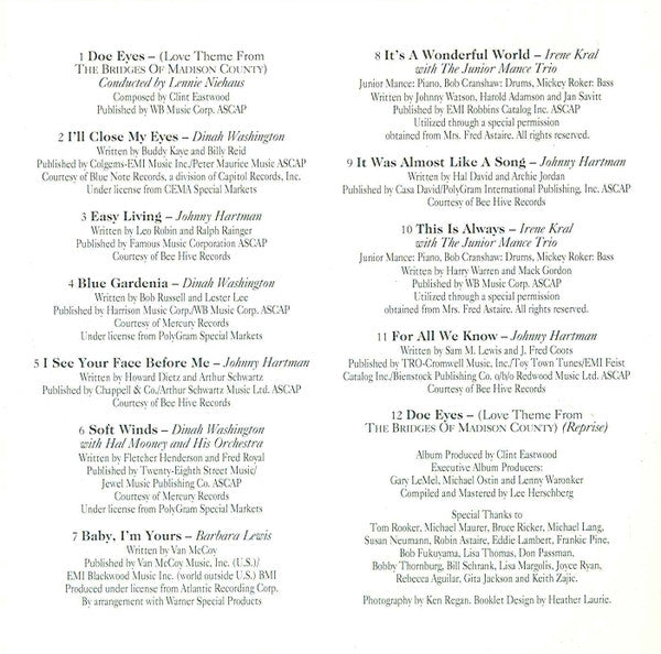 Various : The Bridges Of Madison County - Music From The Motion Picture (CD, Album, Comp)