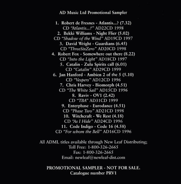 Various : AD Music Ltd Promotional Sampler ♦ Volume One ♦ (CD, Comp, Promo, RE, Smplr)