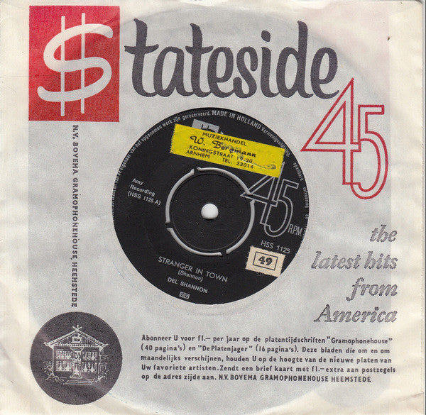 Del Shannon : Stranger In Town (7", Single)