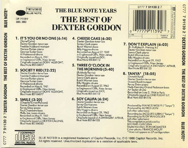 Dexter Gordon : The Best Of Dexter Gordon (CD, Comp, RE)