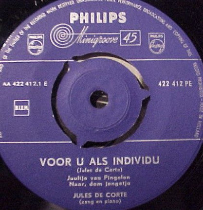 Jules De Corte : Voor U Als Individu (7", EP)