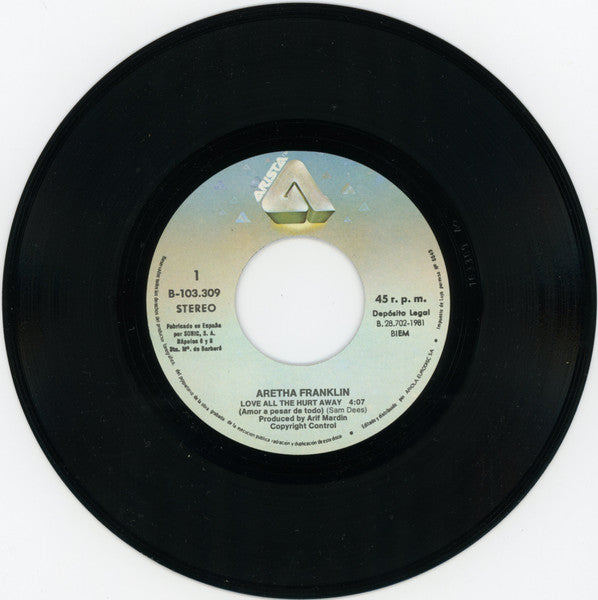 Aretha Franklin Cantando A Dúo con George Benson : Love All The Hurt Away (Amor A Pesar De Todo)  (7", Single)