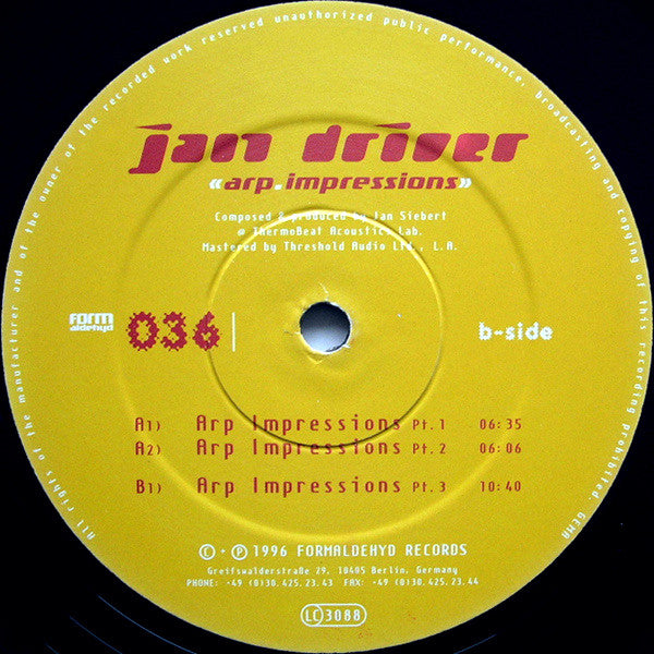 Jan Driver : Arp Impressions (12")