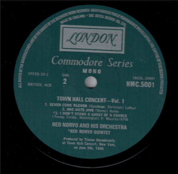 Red Norvo And His Orchestra : Town Hall Concert Vol. 1 (LP, Comp, Mono)